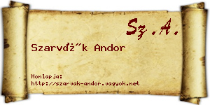 Szarvák Andor névjegykártya